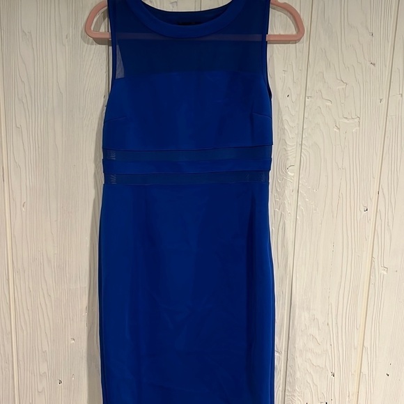 Spense Sleeveless Blue Dress Sheer Panels Size 8 - Picture 1 of 12